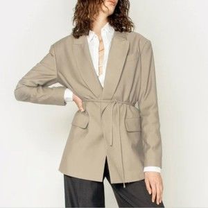Maison d' Étoile Deluxe Blazer Oversized Wool Blend Women's Size S Tan